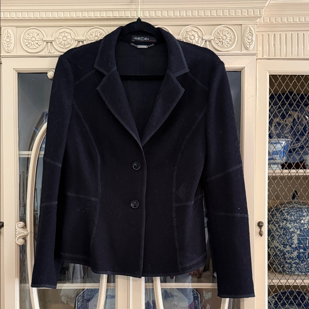 Marc Cain Navy Knit Blazer Jacket